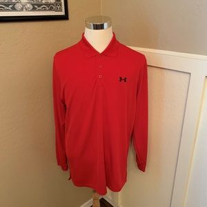 Under Armour UA Mens Long Sleeve Red Polo L